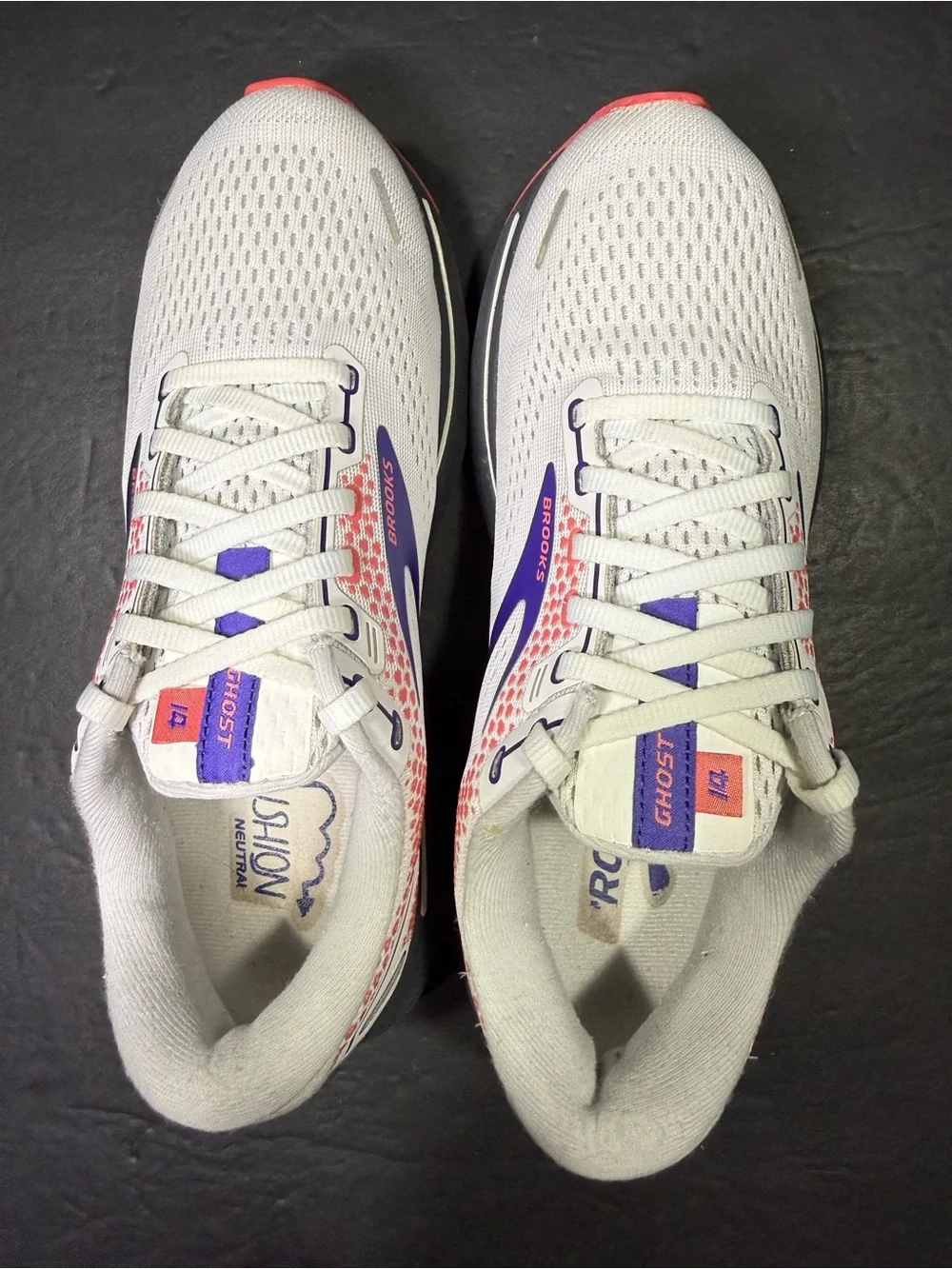Brooks Ghost 14 Women’s White Pink Running Walking Sneakers Shoe Size-8.5